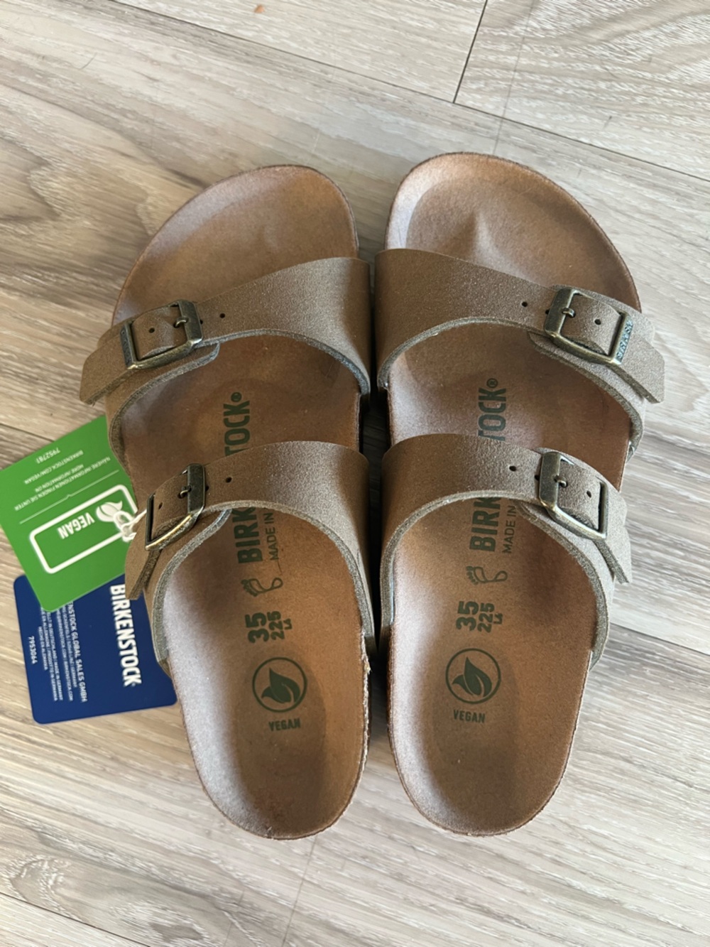 Birkenstock Women's Vegan Double Strap Sandals in Olive Brown